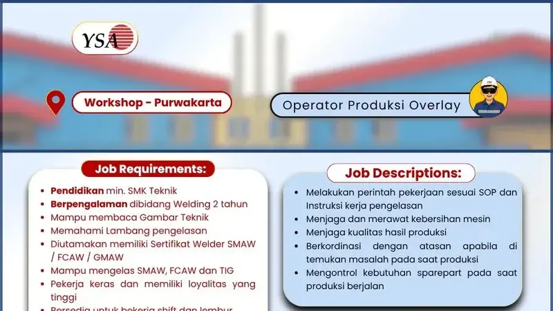Loker Operator Produksi Overlay PT Yontomo Sukses Abadi Juli 2026